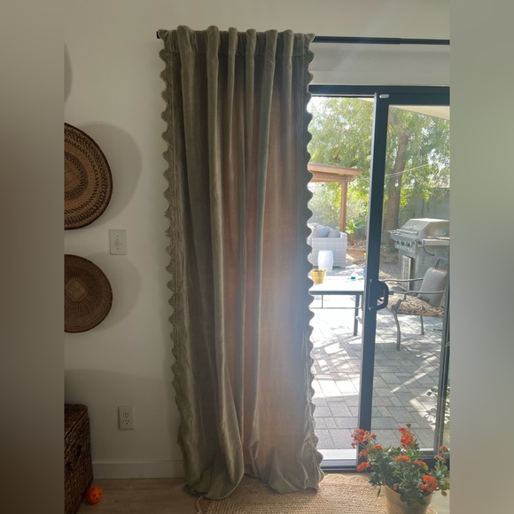 Anthropologie Other - Anthropologie Sage Velvet Scalloped one panel Curtain 50”x96”